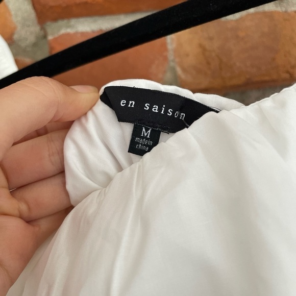 NWT En Saison Square Neck Poplin Ruffle Peasant Blouse | M - Picture 7 of 8